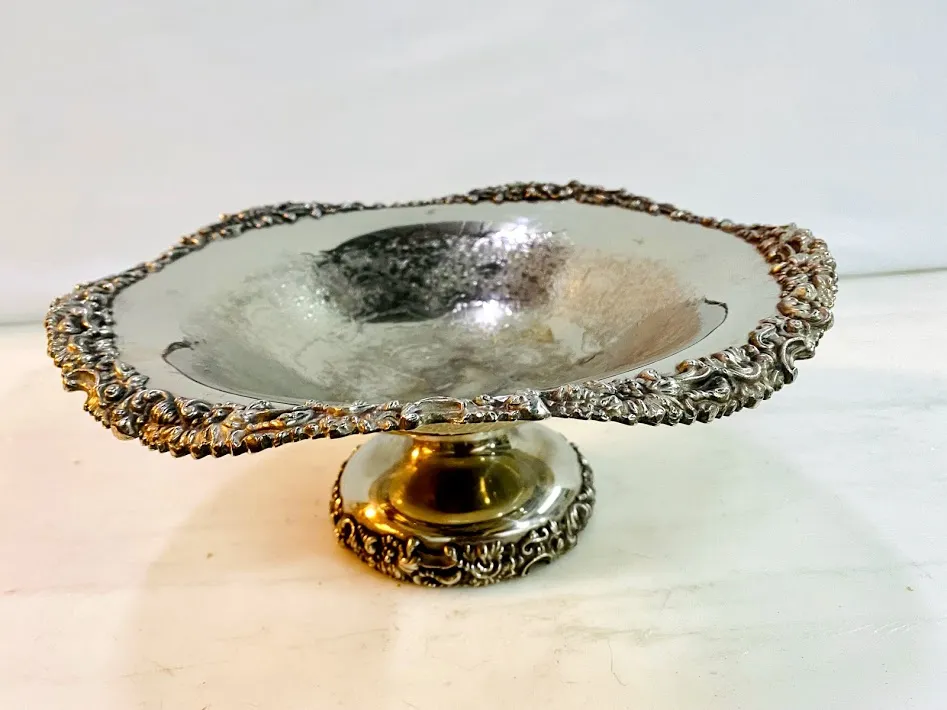  CENTRO PLATA ANTIQUE CON PIE "CPP01" Diam 30 x 12 alt