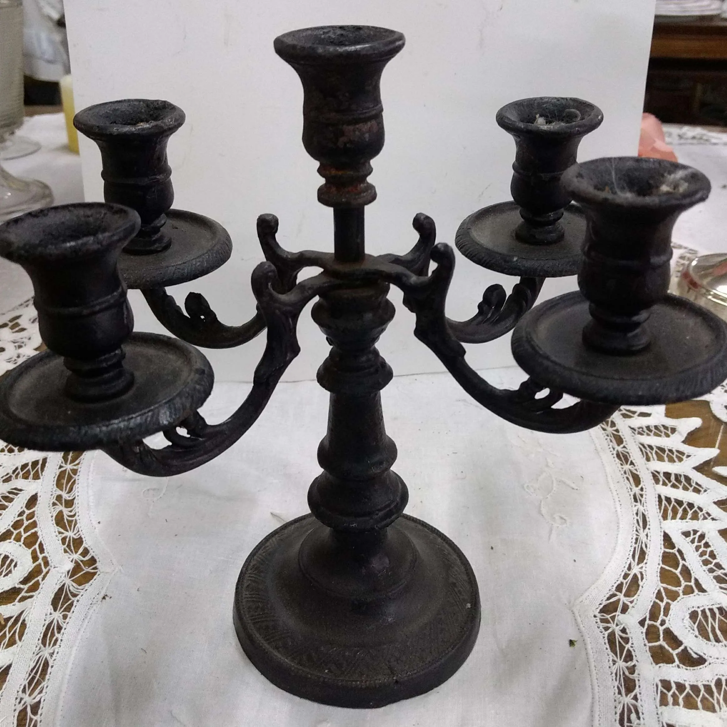 Candelabro metal negro 4 velas