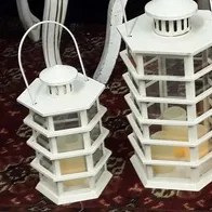 FANAL HEXAGONAL blanco CHICO  base 13  alt 26 cm