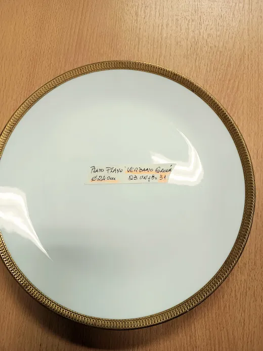 PLATO PLAYO "VERBANO CORONA" BORDE ORO VIEJO 24 CM 