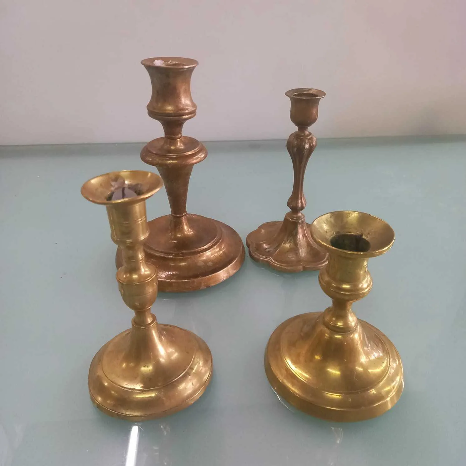 CANDELABRO  MIX  DE BRONCE " 1 VELA" 