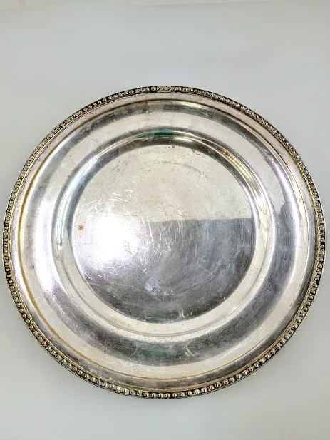 BANDEJA  PLATA ANTIQUE "BPA 04 " diam. 32 CM