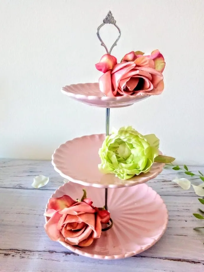 PORTA MASAS CERÁMICA 3 PISOS " Rosa- Ondas"