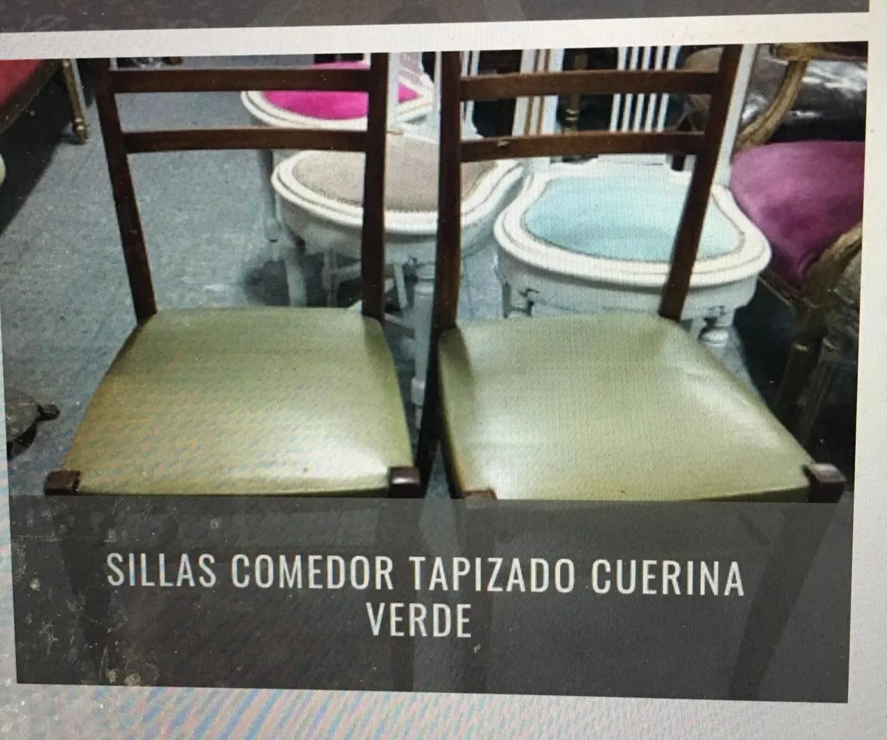 SILLAS COMEDOR TAPIZADO CUERINA  VERDE
