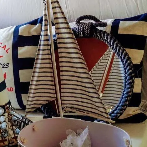 Espejo con soga marina azul