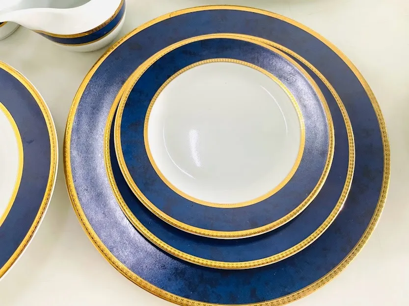 PLATO POSTRE AZUL Y ORO GURAL - Diam. 17 cm