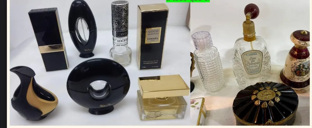 PERFUMEROS VINTAGE  NEGROS CON DORADOS 