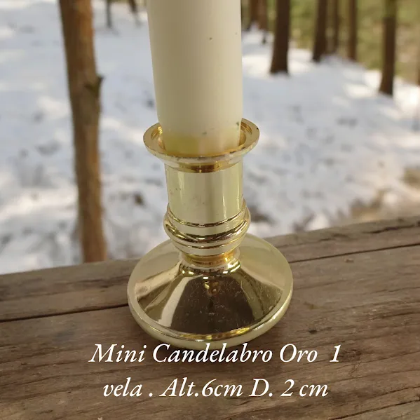 MINI CANDELABRO ORO  1 VELA -  6CM ALT. D. 2 CM