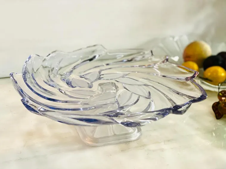 PIE DE TORTA / FRUTERA CRISTAL "FLOR" Diam. 38 x  12 Alt.