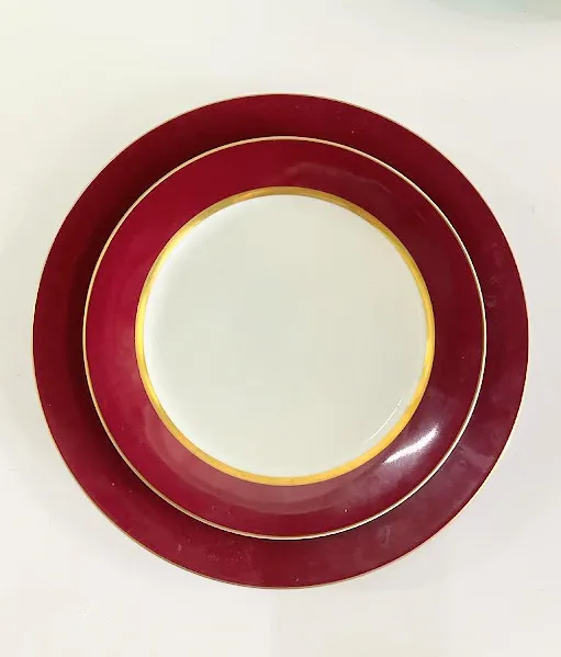 PLATO ENTRADA VERBANO ROJO Y ORO - 19 CM