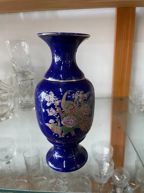 FLORERO AZUL CON PAJAROS  -Alt.20 cm