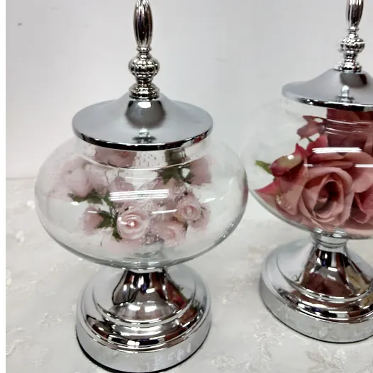 BOMBONERA CRISTAL PLATA  Diam 10 cm alto 30cm (CP019)