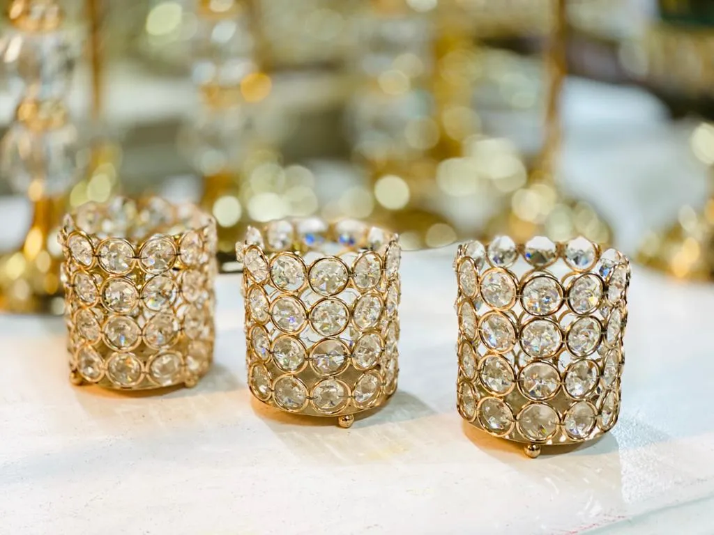 VASITO MINI FANAL  ORO Y STRASS Diam 8 cm x Alt 8cm (CS020)