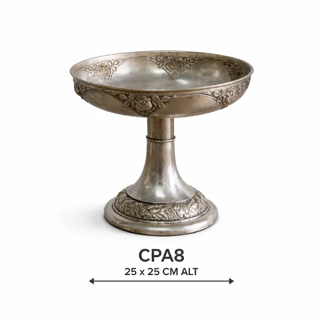 CENTRO PLATA ANTIQUE CON PIE "CPA8 " 25 X 25 CM ALT