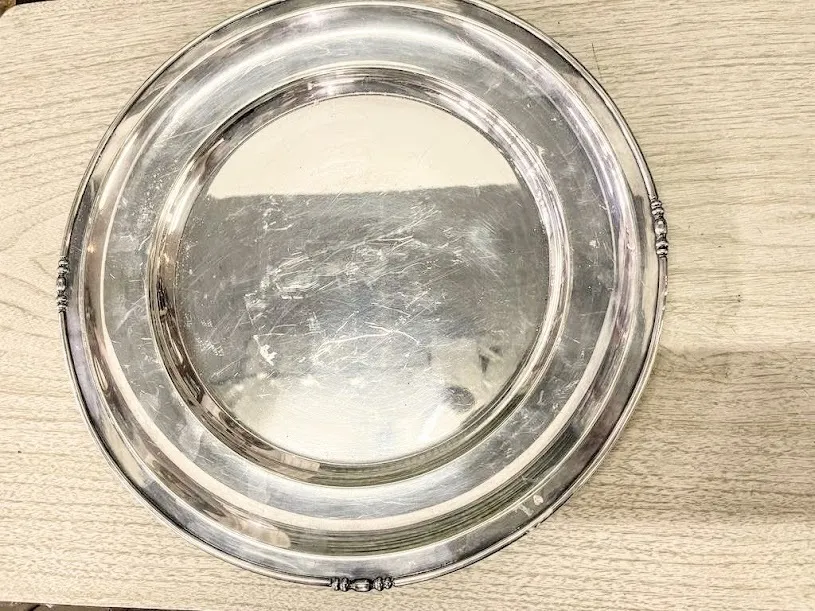 BANDEJA PLATA ANTIQUE -BPAN3 "PERLITA"- Diam 34 cm