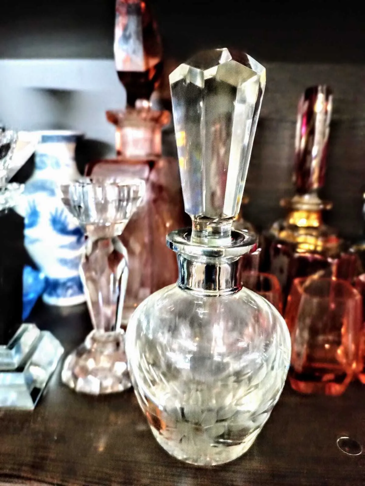 PERFUMERO CRISTAL CUELLO PLATIL "PCP"  18 cm alt. 