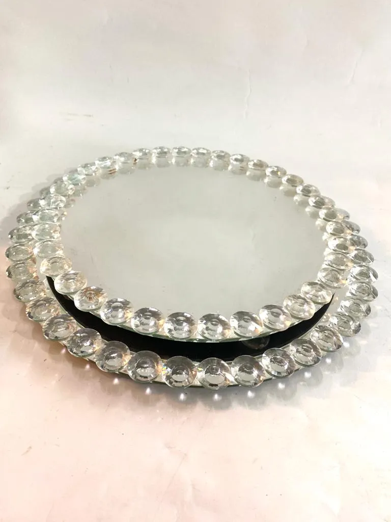 BANDEJA ESPEJADA PLATA DIAMANTE DIAM 30 CM (CP011) 