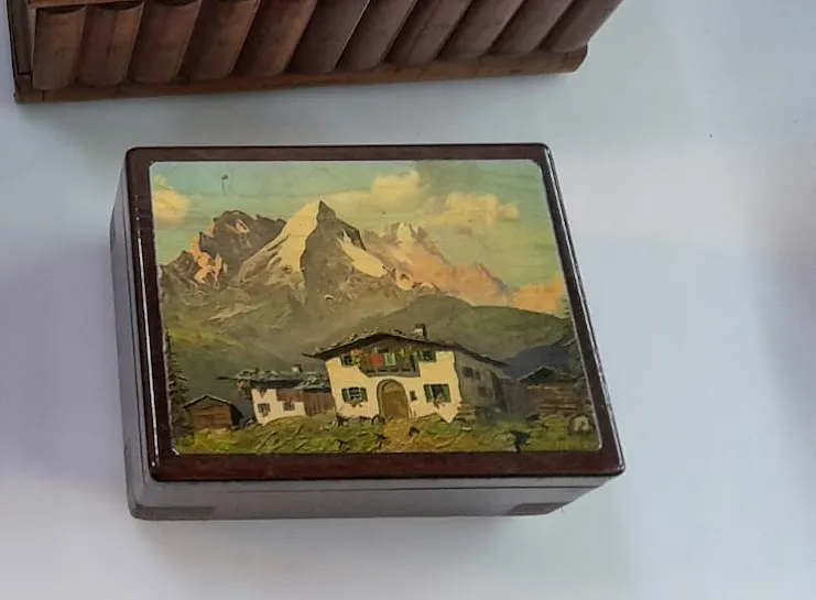 CAJA ALHAJERO CON PAISAJE MONTAÑAS 