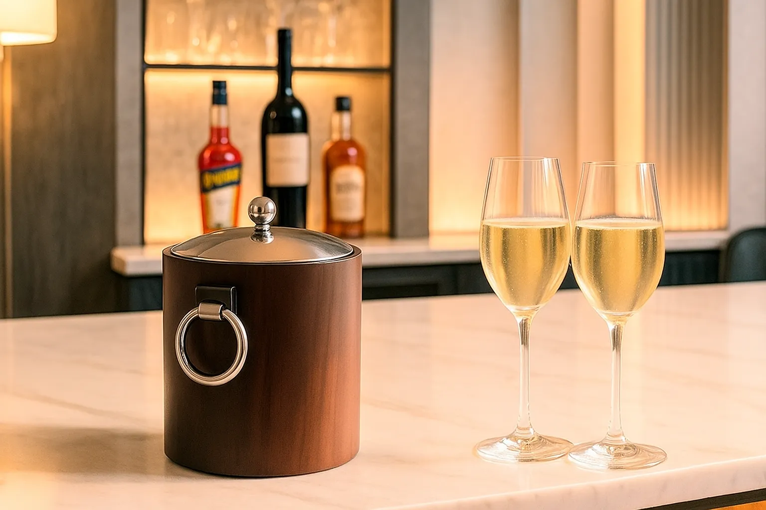 HIELERA ACERO Y MADERA "NORVIK" DIAM. 22 X 25 CM ALT