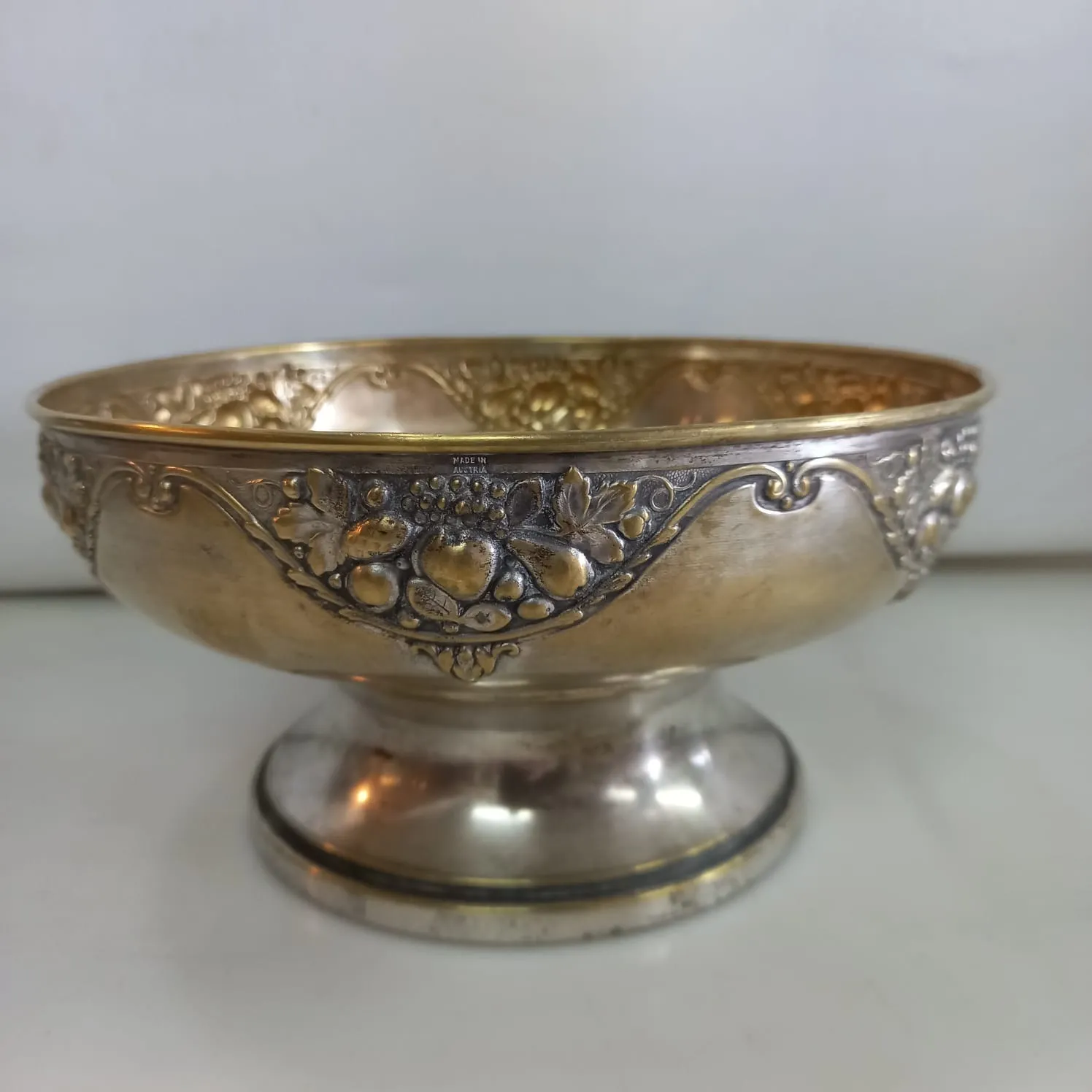 CENTRO PLATA ANTIQUE FRUTAS  "CPA02"  20 X  10 CM 