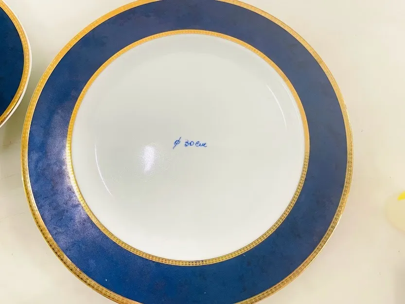 BANDEJA  REDONDA  AZUL Y ORO GURAL - Diam 30 cm