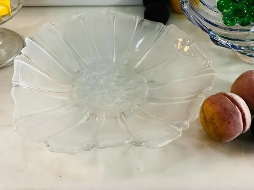 CENTRO DE CRISTAL SATINADO "FLOR" 38 X 9 CM 