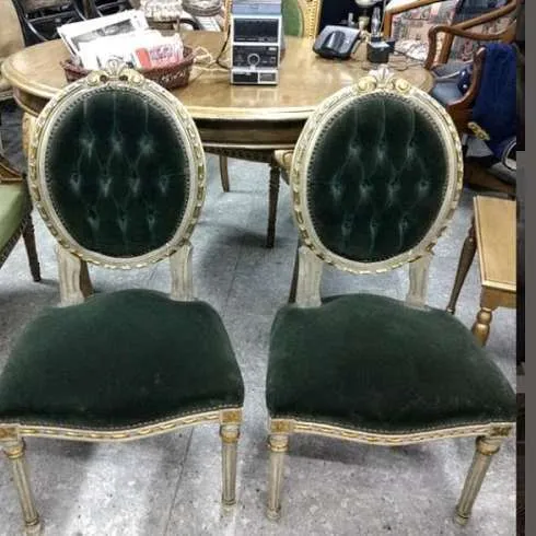 SILLAS  LUIS XVI DE PANA VERDE  MEDALLON  "PETIT "