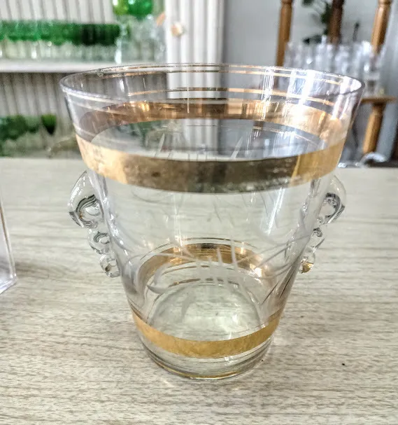 HIELERA CRISTAL ORO CONICA ART DECO 