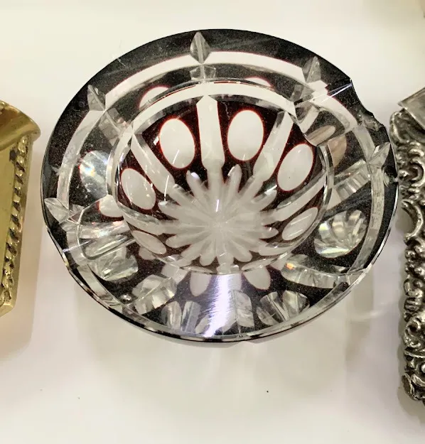 CENICERO DE MURANO CRISTAL Y NEGRO