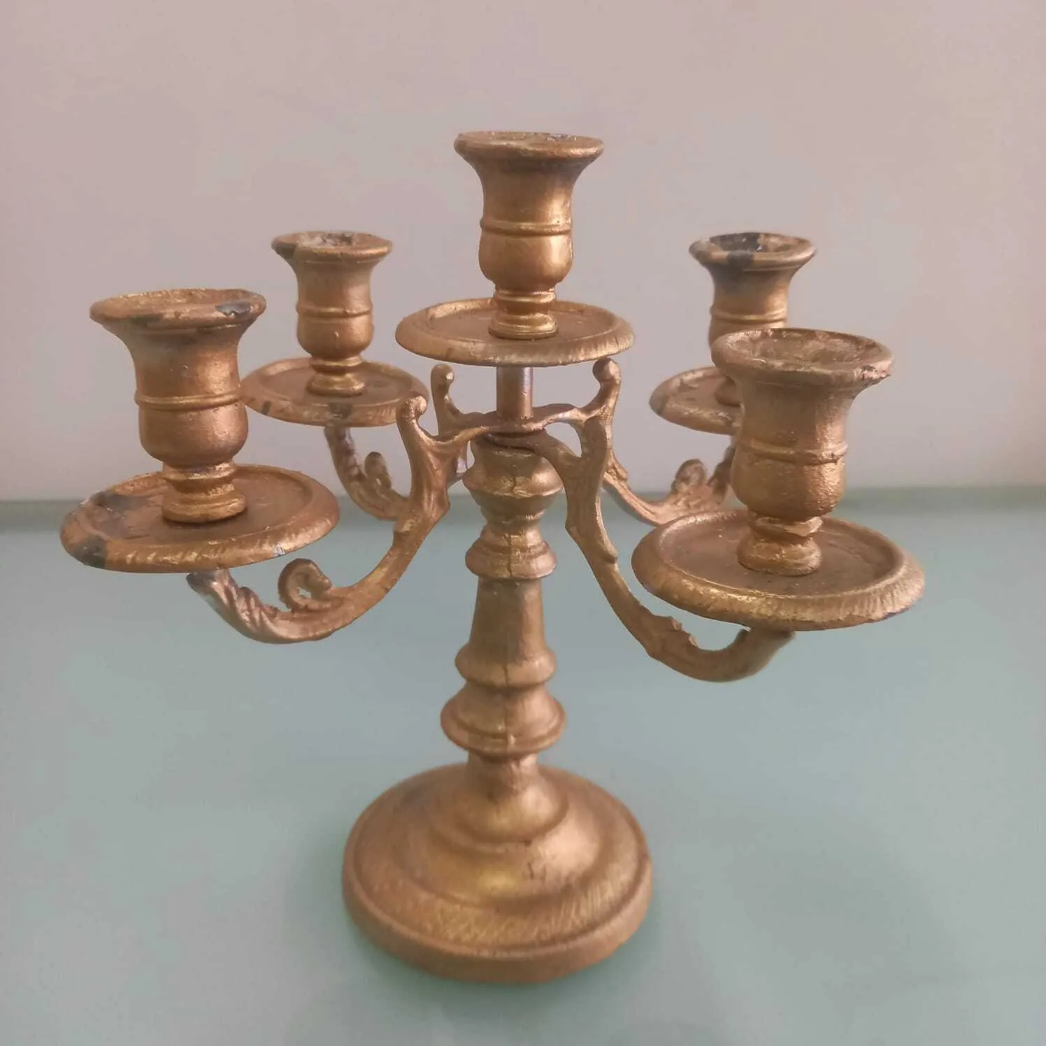 CANDELABRO 5 VELA ORO " JADORE " 22 CM