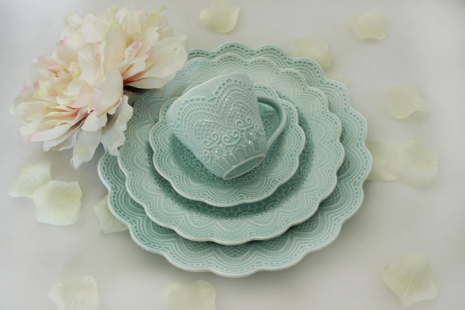 Juego de te celeste real  (CPA028)