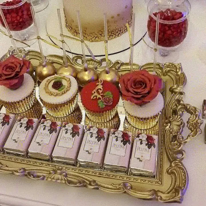 BANDEJA ESPEJADA RECTANGULAR  ORO BLANCO 35X 25 CM (BE003)