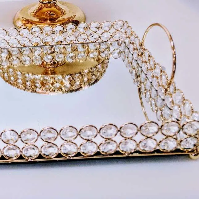 BANDEJA ORO  STRASS 40 cm X 25 cm  "BROS" (CS008)