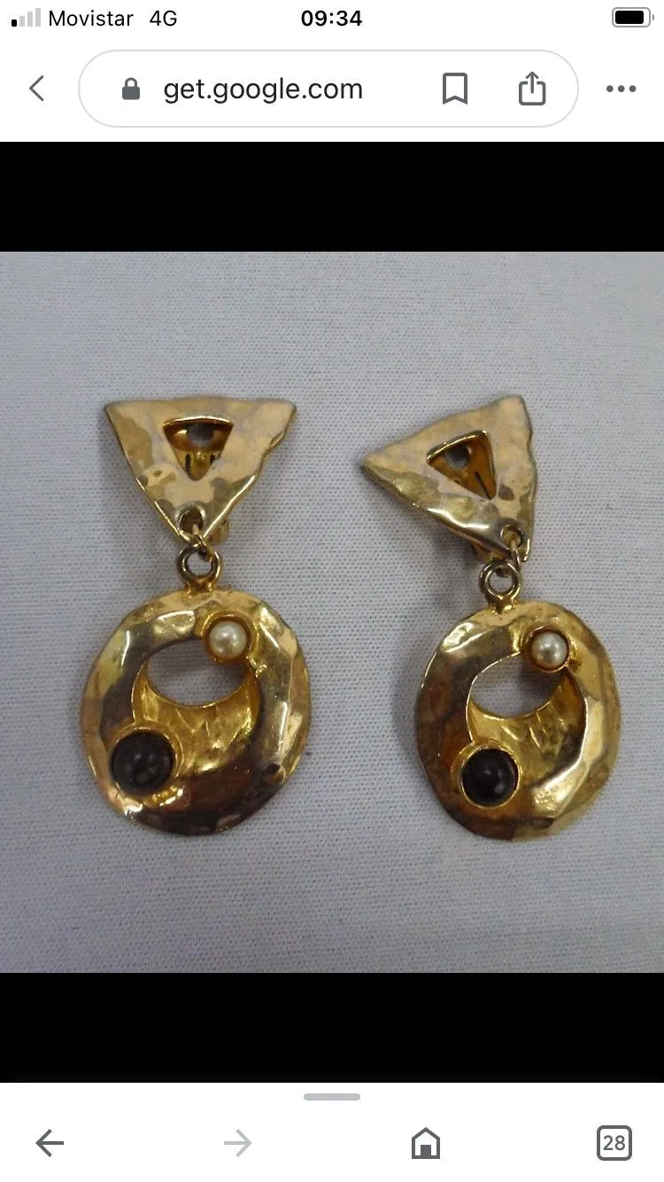 PAR  DE ARO  ANTIQUE  DORADO CONPERLA 