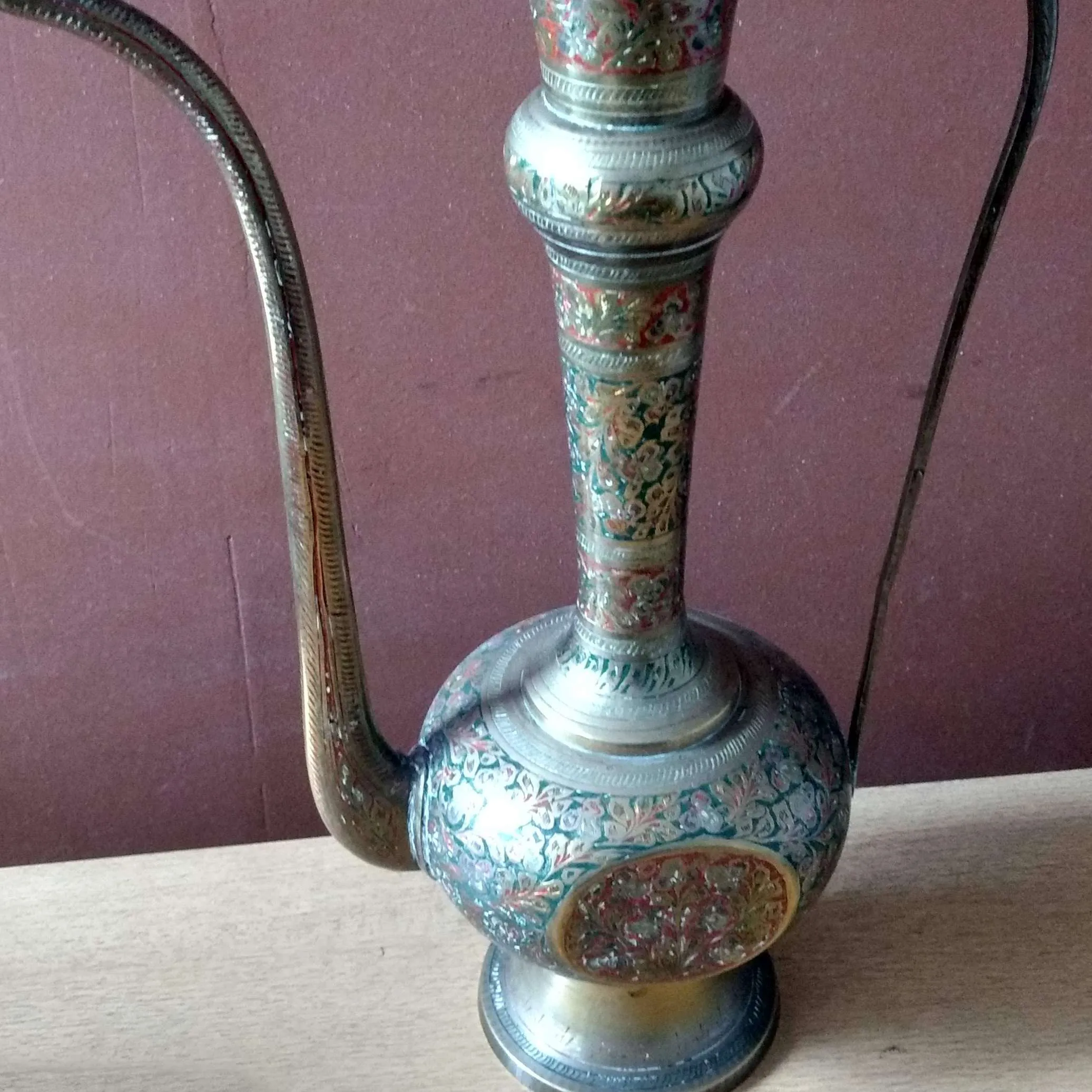 ANFORA BRONCE Y ESMALTE ARABE  ORIENTAL ALT.30 CM ANF 02