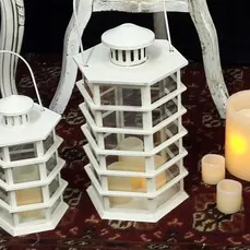 FANAL HEXAGONAL blanco GRANDE  base 18  alt 36 cm