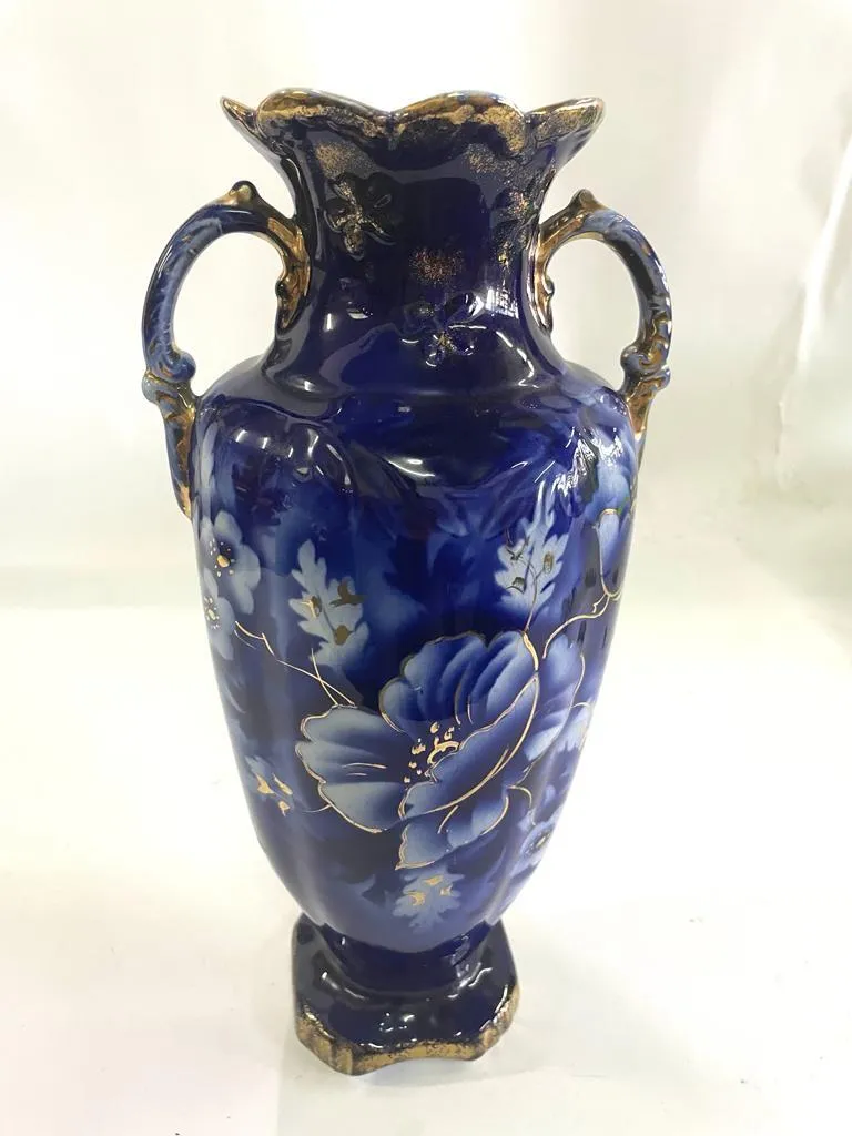 JARRON ENGLAND  AZUL Y ORO - EISLER"  -  ALT 36 CM