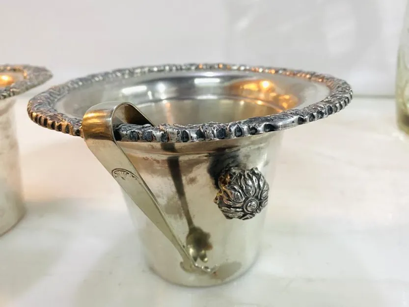 HIELERA PLATA ANTIQUE  CHICAS  HPA 01 diam 17 x 12 cm alt.