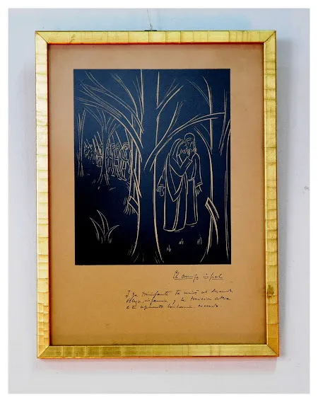 CUADRO SERIFRAFÍA MARCO ORO "AMIGO" 32X24