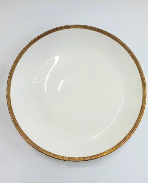 FUENTE REDONDA "VERBANO CORONA" BORDE ORO VIEJO - 30 CM