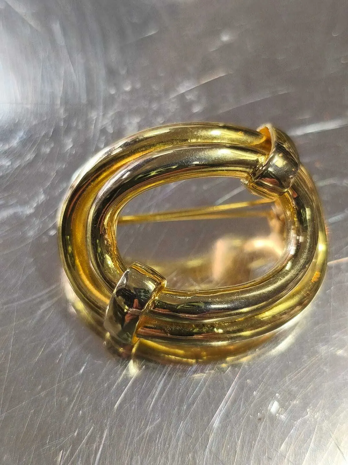 BROCHE  ORO  DOBLE OVAL 4 CM 