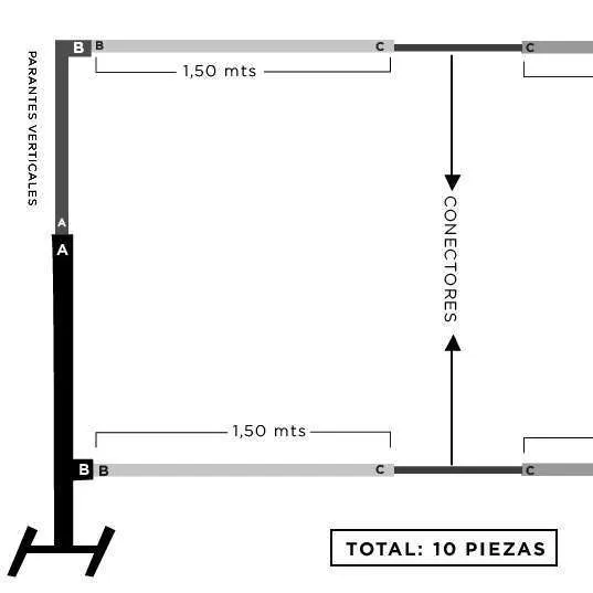 SOPORTE BLANCO "B "  ( 1,5 -2,40- 3,20 mt ) alt ajust hasta 2,40 (AZUL)