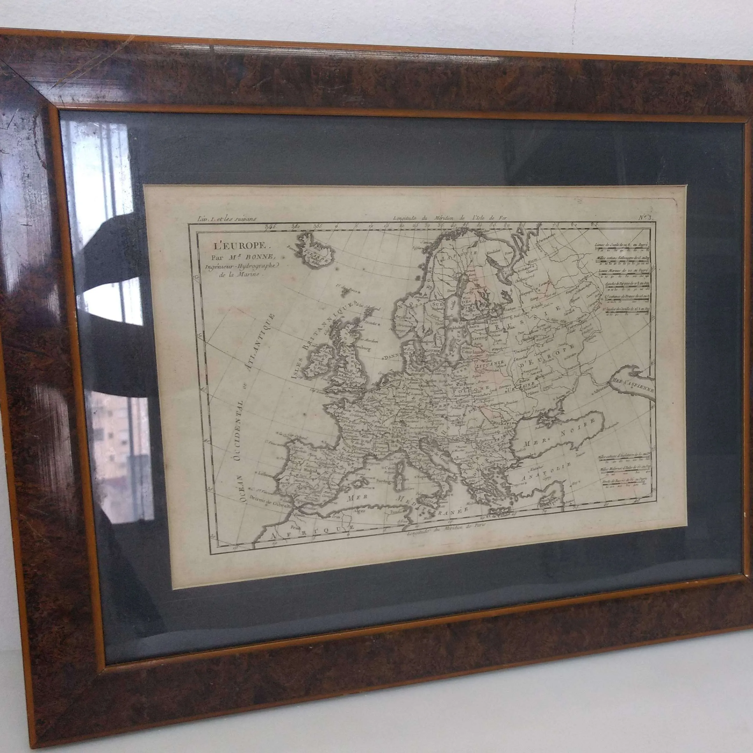 CUADRO MAPA ANTIGUO  L´EUROPE  0.54 X 0.43 mt