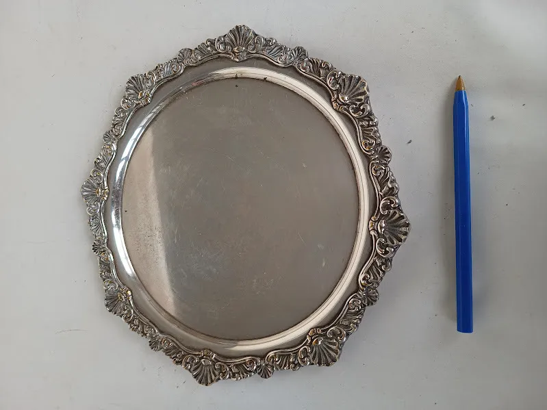 BANDEJA REDONDA PLATA ANTIQUE  "BPA24" Diam 24 CM