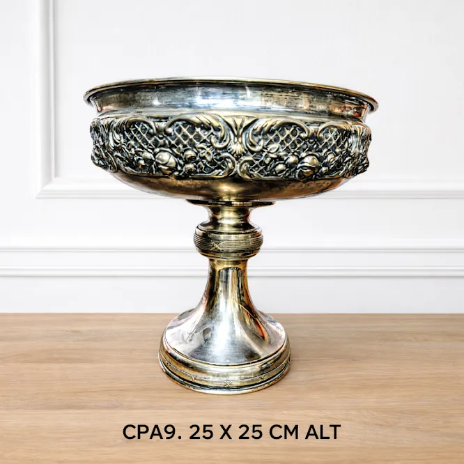 CENTRO PLATA ANTIQUE CON PIE "CPA9 " 25 X 25 CM ALT