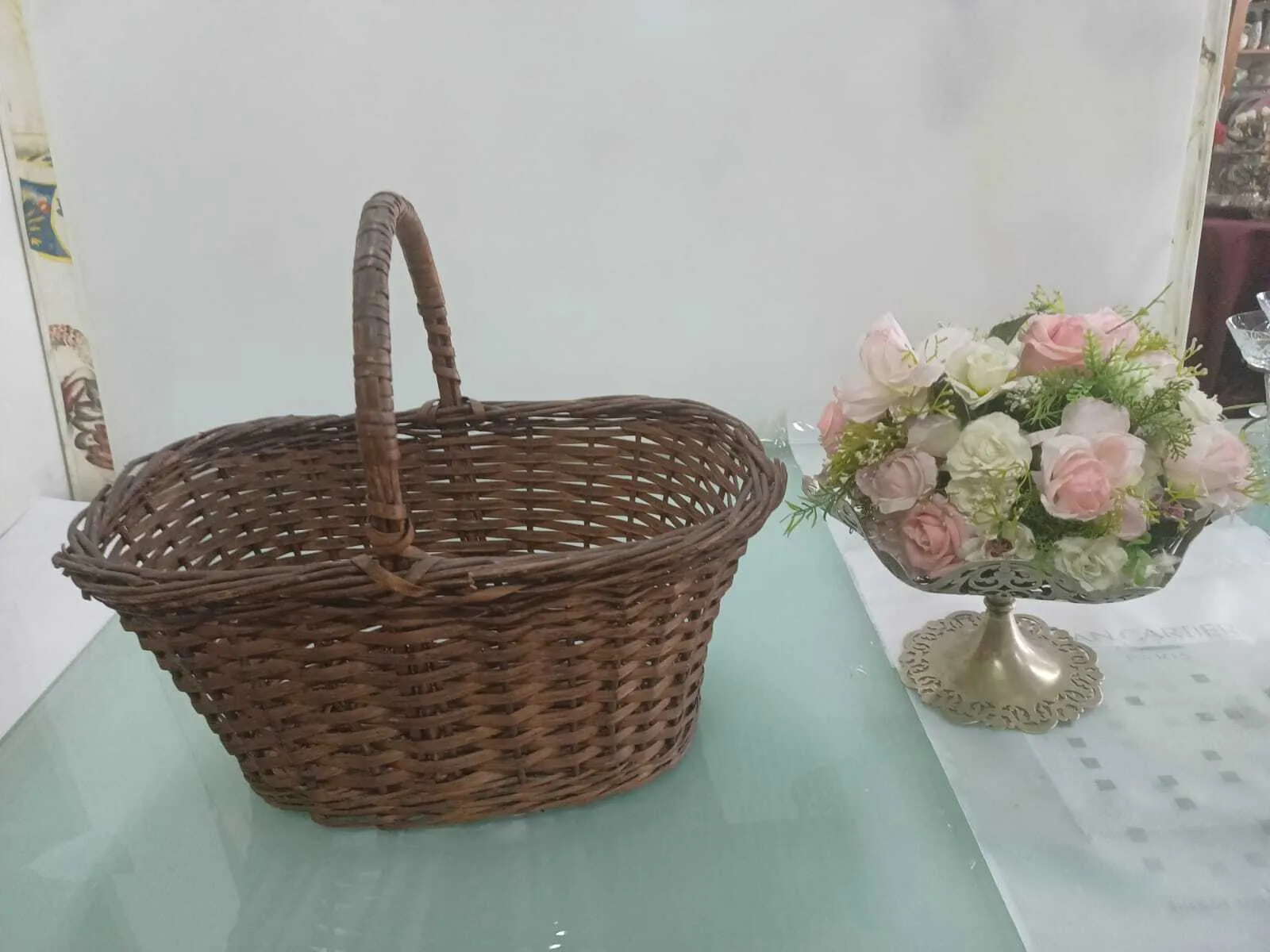 CANASTA MIMBRE  OVAL CON 1 ASA  "CAN3" Med: 43 x 26X 20  cm Alto  36 cm