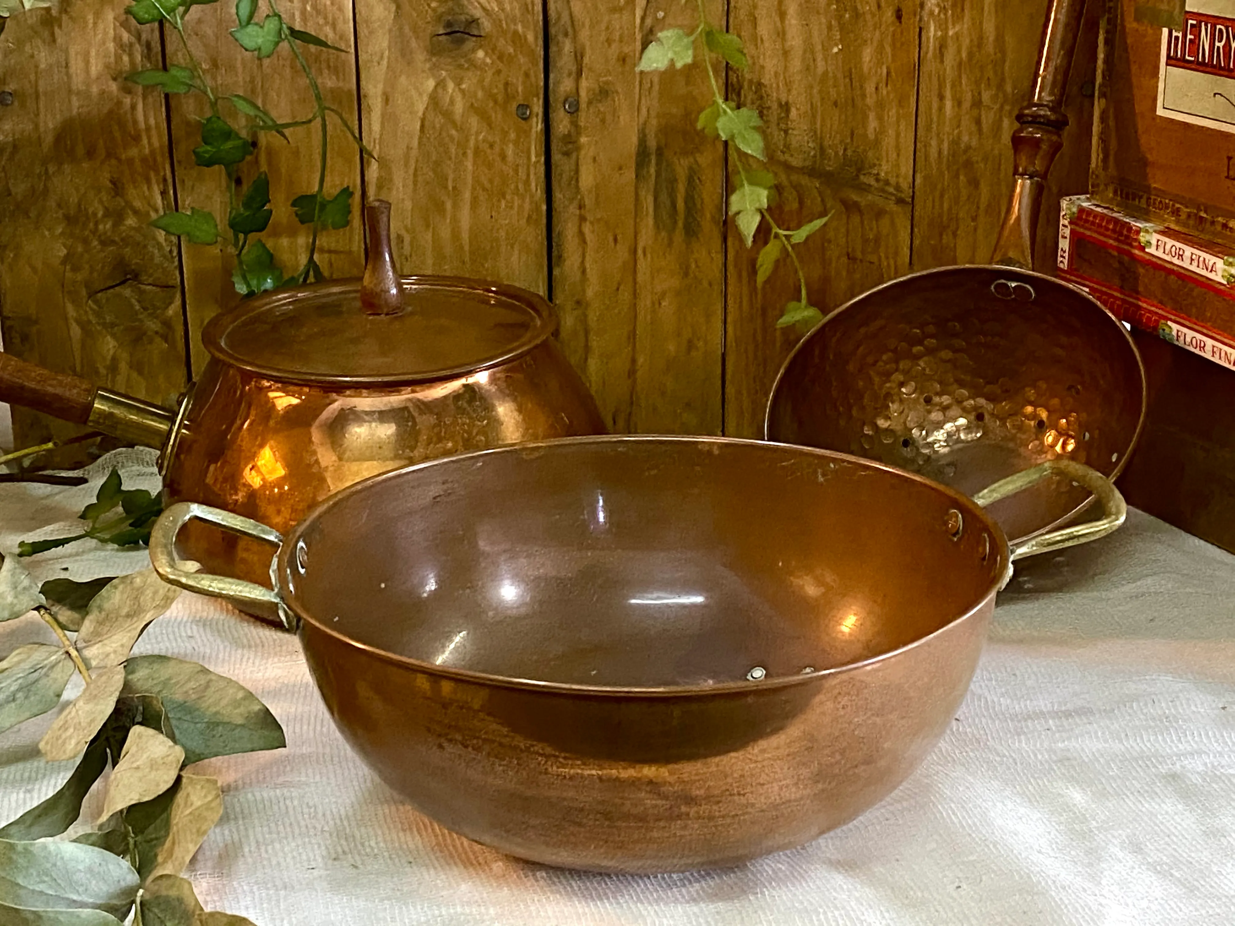 COLADOR DE COBRE CON  2 ASAS  diam 21 cm   COB 05