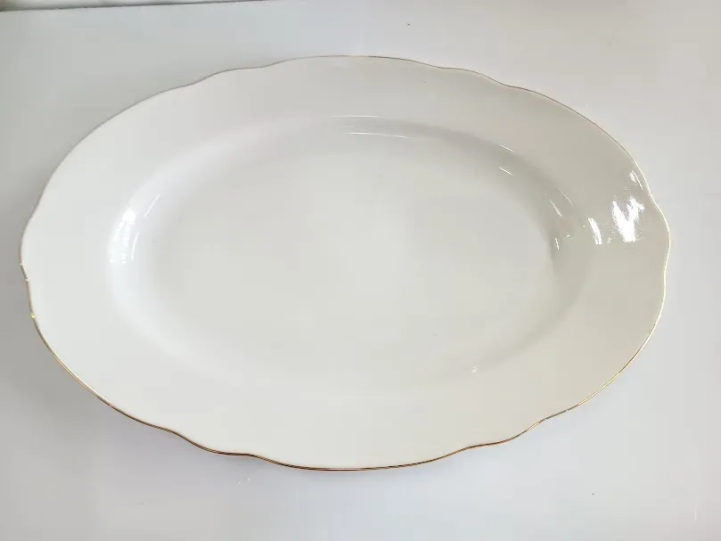 FUENTE OVAL  VERBANO BORDE ORO ONDAS -  34 X 26 CM