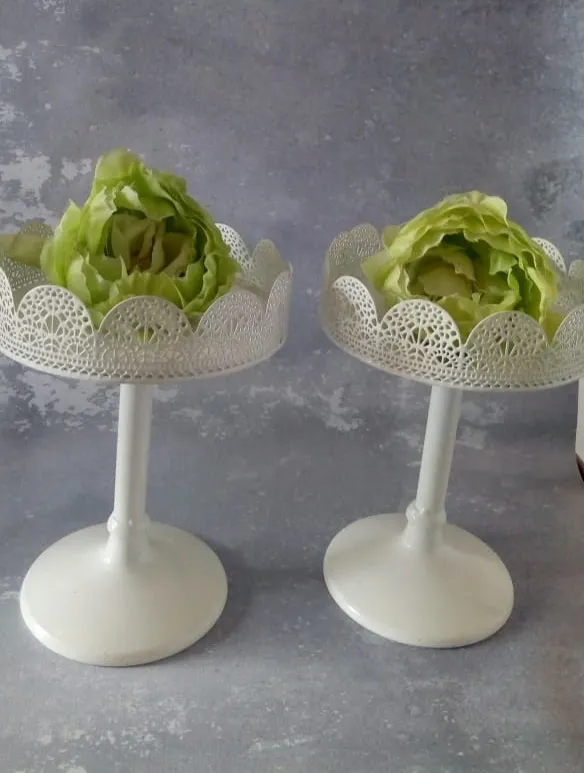 Base Campana  broderie  chico sin vidrio Alto 20 x 14 cm (CB032)