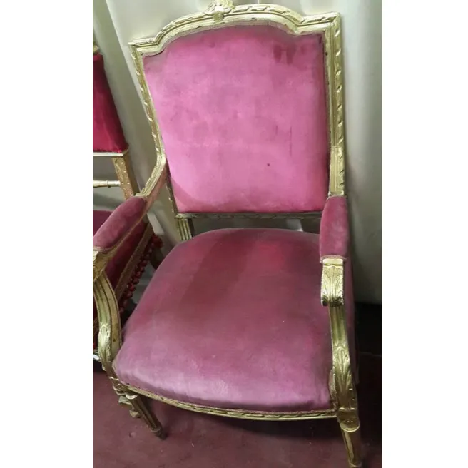 SILLON LUIS XVI 1 Cuerpo  PANA OBISPO -PATINA ORO